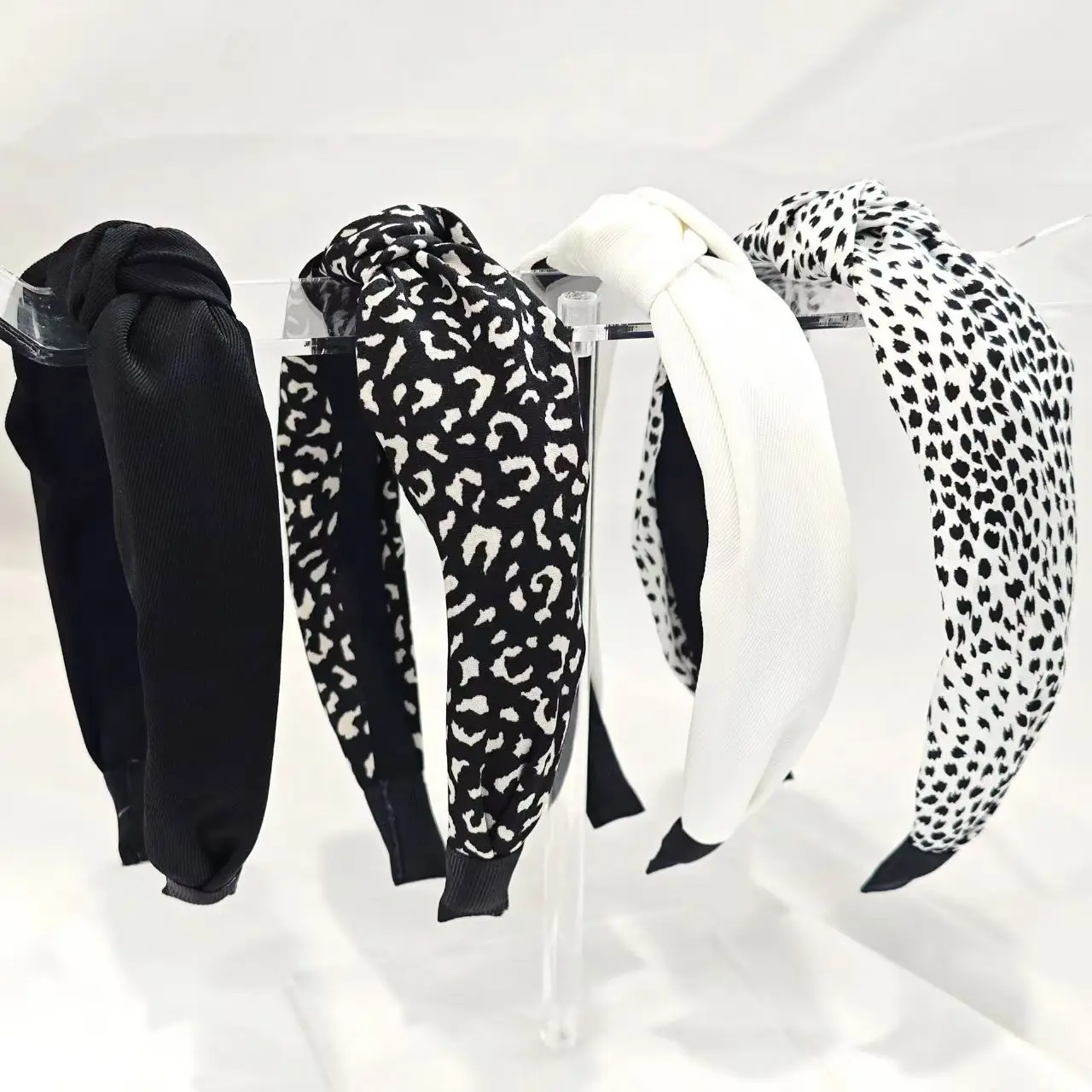 1PC Retro Hair Bands Women's New Cross Border Wide Edge Headband Out Leopard Black Department Knot Crimp Hair Bands