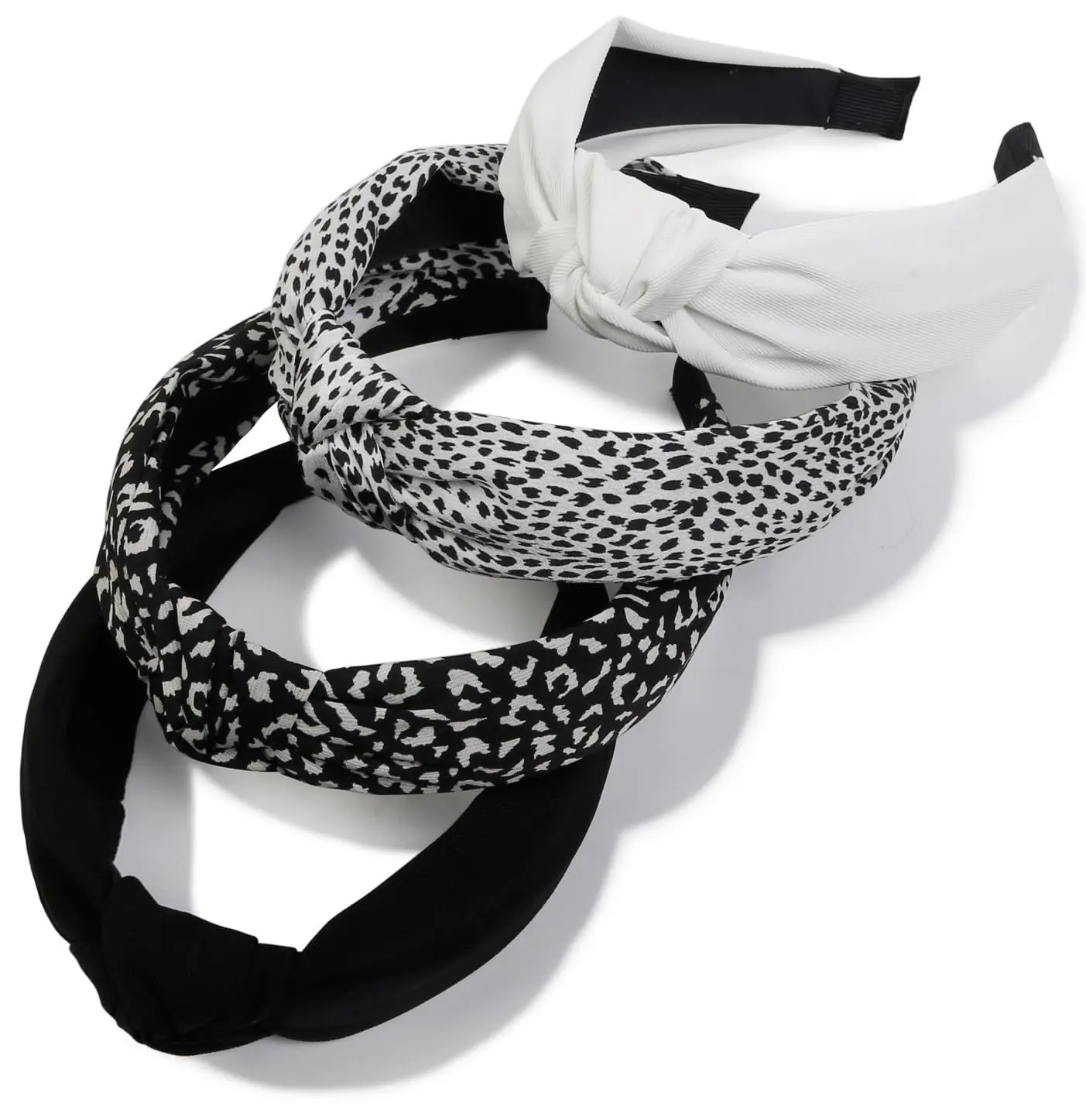 1PC Retro Hair Bands Women's New Cross Border Wide Edge Headband Out Leopard Black Department Knot Crimp Hair Bands