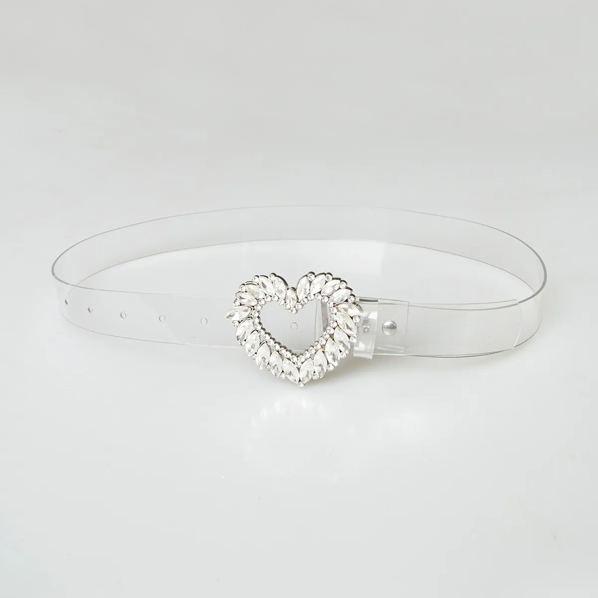 New Fashion Heavy-duty Sparkling Heart-Shaped Glass Buckle Waist Belt for Women Cross-Border Best-Selling Item
