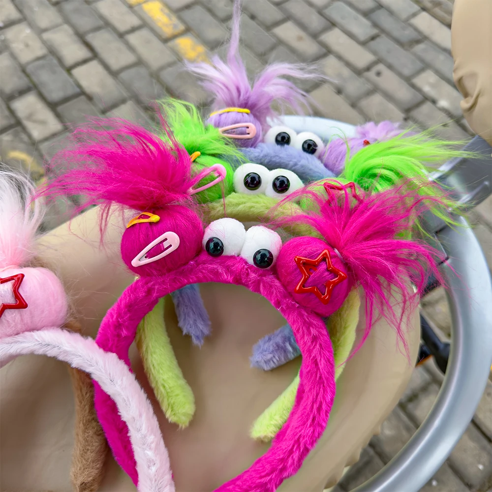 Plush Ugly Doll Hairband Women Creative Funny Headband Cute Wash Face Hoop Winter Hair Accessories