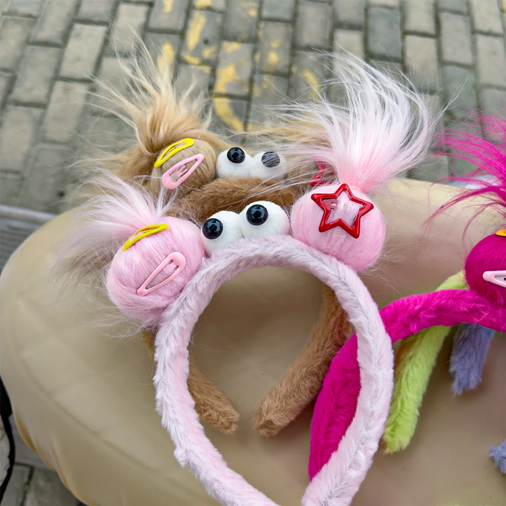 Plush Ugly Doll Hairband Women Creative Funny Headband Cute Wash Face Hoop Winter Hair Accessories
