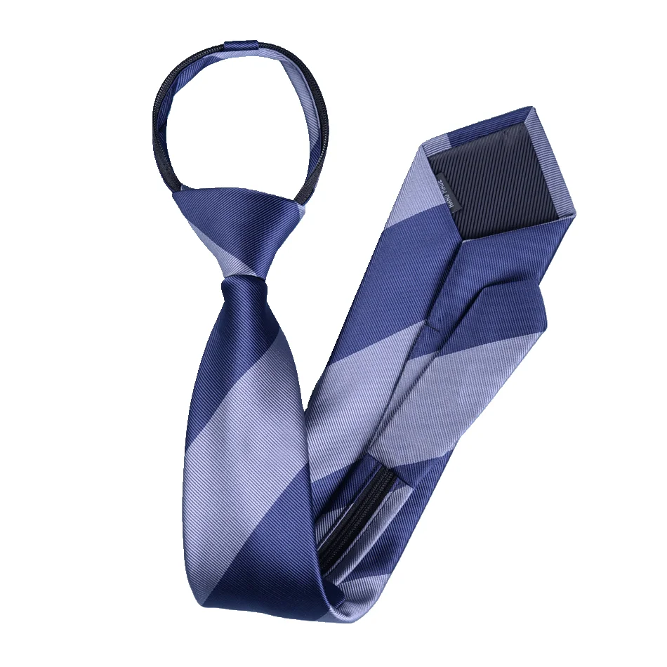 NEW Mens Retro Zipper Ties for Men 8CM Neck Tie Solid Striped Fashion Blue Neckties Men's Automatic Zipper Tie Red Lazy Ties