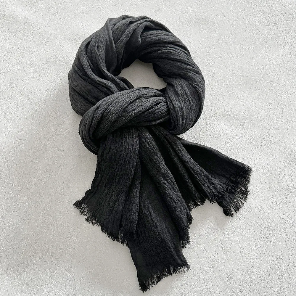 Autumn Winter Cotton Linen Men Scarf Soft Warm Neckerchief Short Tassel Scarves Casual Male Accessories Bufandas Shawls