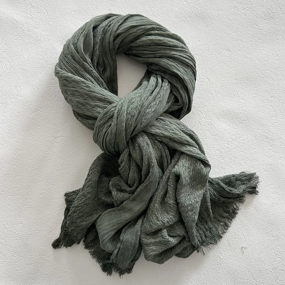 Autumn Winter Cotton Linen Men Scarf Soft Warm Neckerchief Short Tassel Scarves Casual Male Accessories Bufandas Shawls