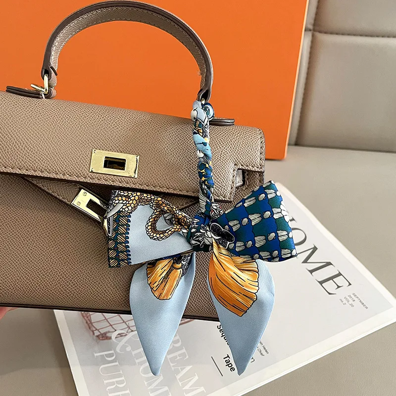 New Fashion Retro Pinrt Bag Luxury Designer Womens Silk Scarf Headwear Long Skinny Tie Scarves Ribbon Accessories Summer