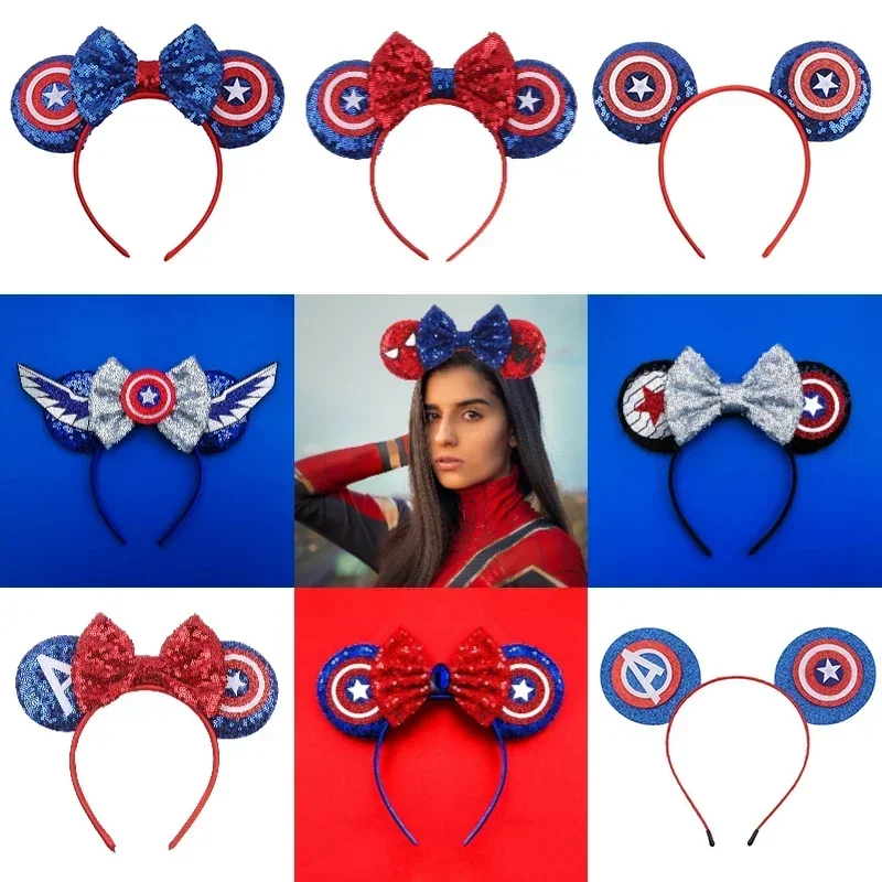 Marvel Spider-Man Mask Headbands for Kids Adults Disney Mickey Ears Hair Accessories Women Avengers Spiderman Hairband Girl Gift
