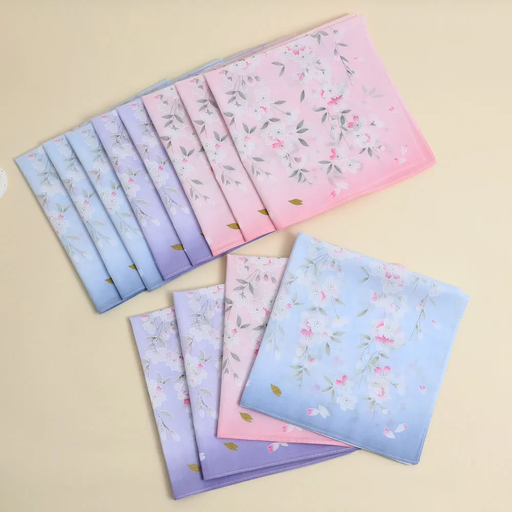 3 Pack of Pure Cotton Women's Handkerchiefs, Elegant Flower Handkerchiefs, Absorbent Sweat Towels, Wedding Bride and Mother Souvenirs, Decorative Towels