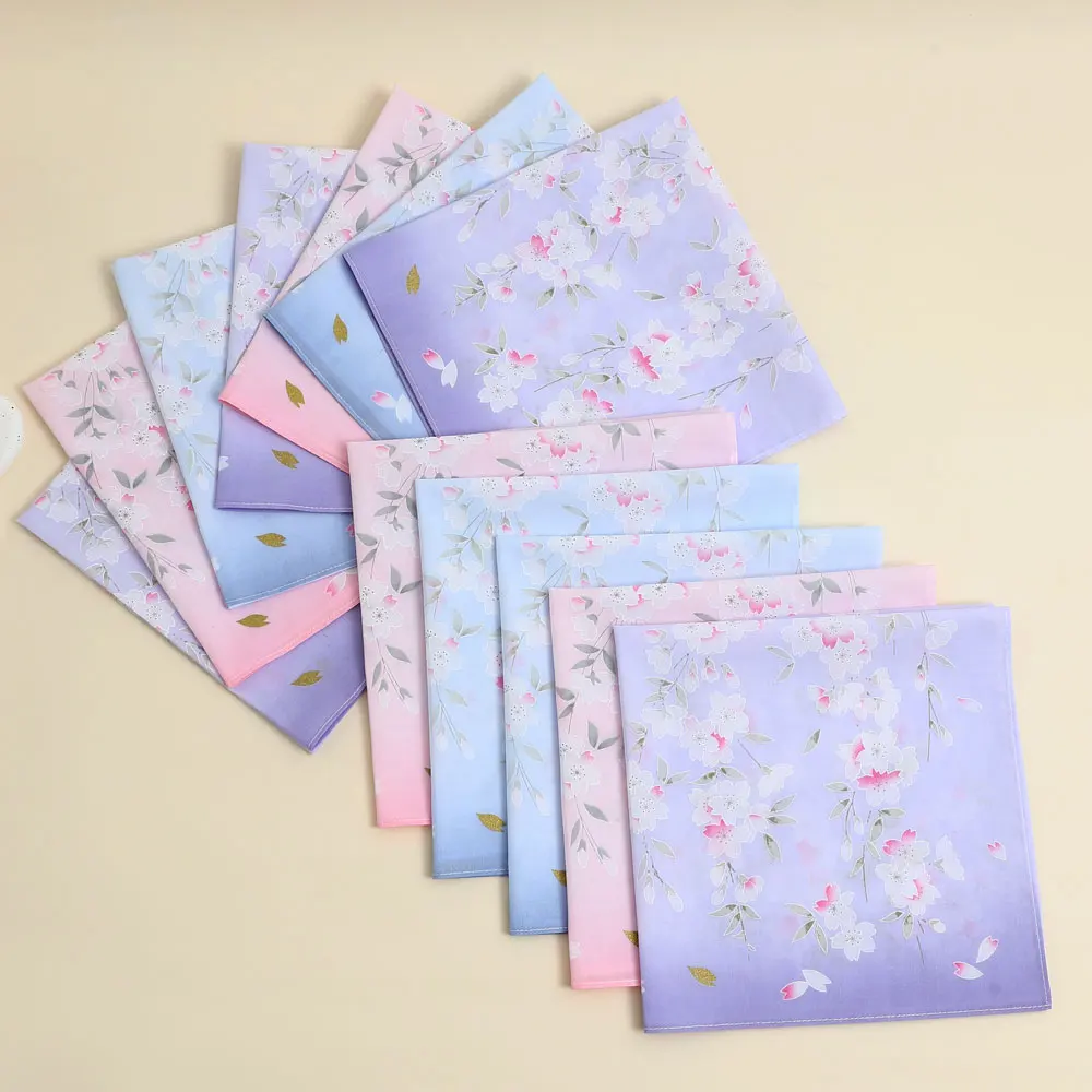 3 Pack of Pure Cotton Women's Handkerchiefs, Elegant Flower Handkerchiefs, Absorbent Sweat Towels, Wedding Bride and Mother Souvenirs, Decorative Towels