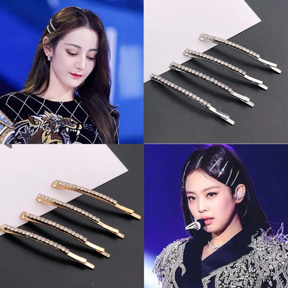 2pcs Fashion Crystal Hairpin Girls Shiny Rhinestones Hair Clips Barrettes Bridal Headwear Hair Styling Jewelry Accessories