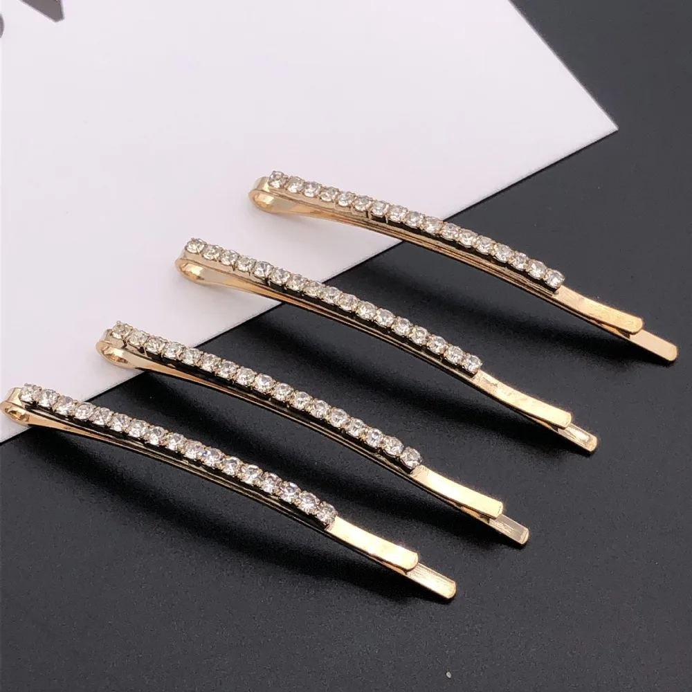 2pcs Fashion Crystal Hairpin Girls Shiny Rhinestones Hair Clips Barrettes Bridal Headwear Hair Styling Jewelry Accessories