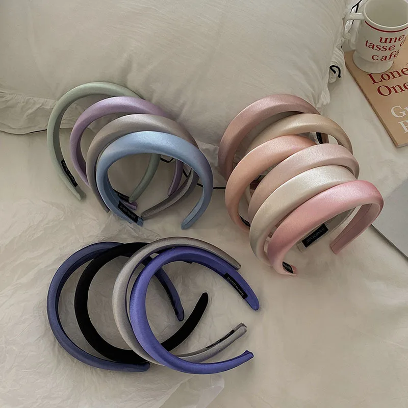 Shiny Satin Fabric Headband Wide Cross Hairbands Daily Headwear Sweet Simple Headbands Women Hair Accessories