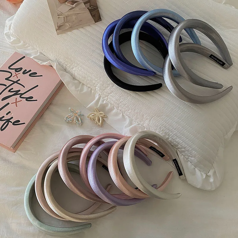 Shiny Satin Fabric Headband Wide Cross Hairbands Daily Headwear Sweet Simple Headbands Women Hair Accessories