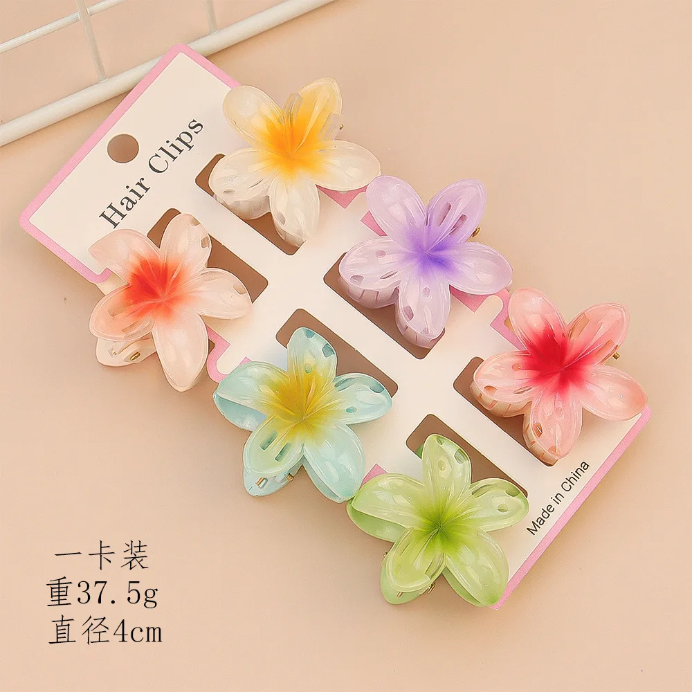 6Pcs Fashion Colorful Transparent Flower Small Hair Claw Clips Clamp Hairpin Barrette For Thick Thin Hair Accessories For Women
