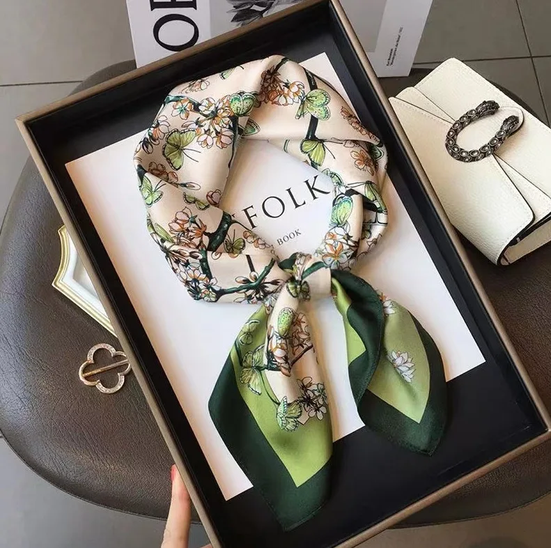 New Fashion Square Scarf Women Spring Summer Print Thin Sun Protection Neck Protection Tie Headband Versatile Scarves Party Gift