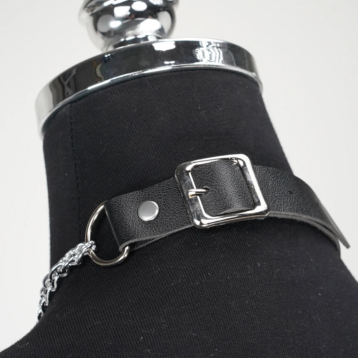 Punk Gothic Black PU Leather Chain Collar Choker For Women Adjustable Decor For Daily Cosplay Rave Club Festival Party Outfit