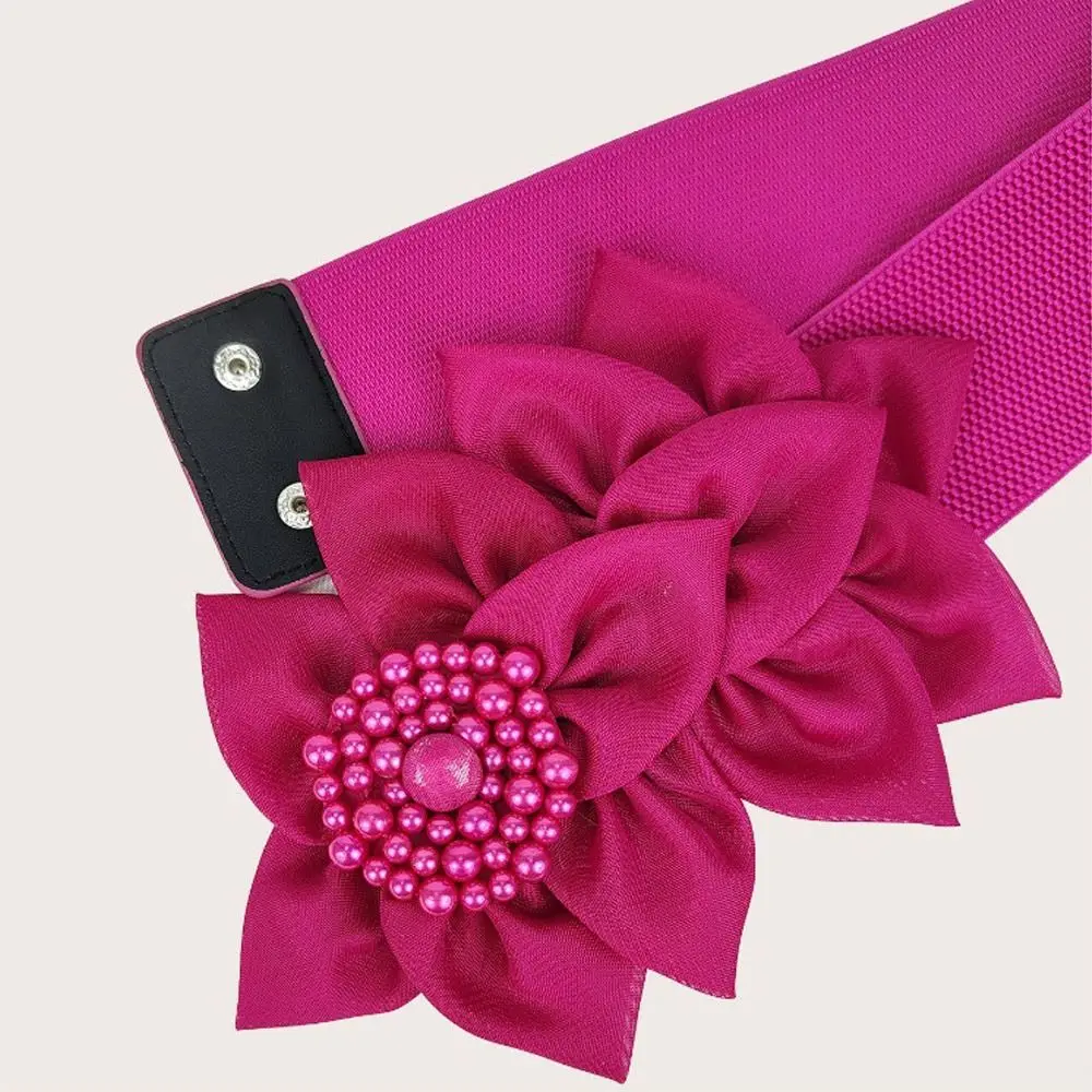 Flower Decoration Wide Waist Belt Dress Coat Suit Decorative Waistband Women Stretch Waistband