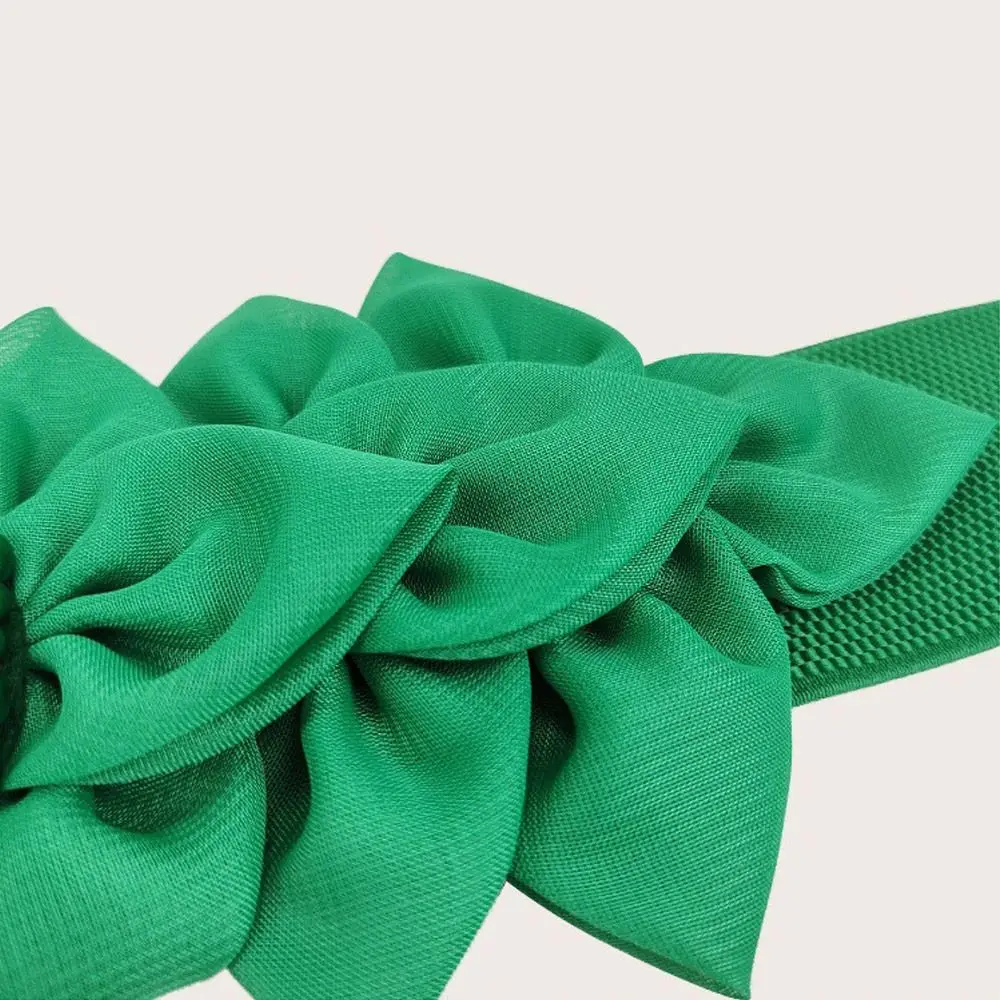 Flower Decoration Wide Waist Belt Dress Coat Suit Decorative Waistband Women Stretch Waistband