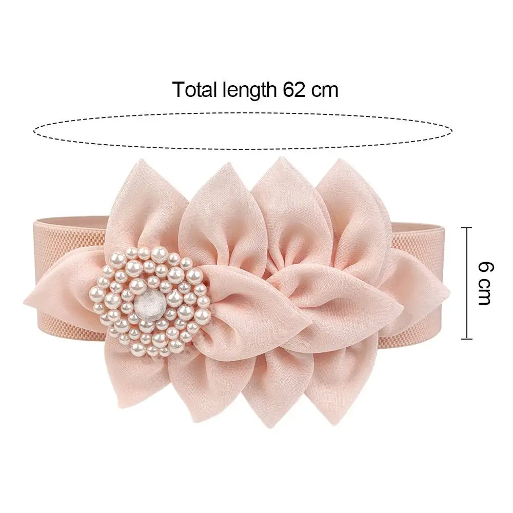 Flower Decoration Wide Waist Belt Dress Coat Suit Decorative Waistband Women Stretch Waistband