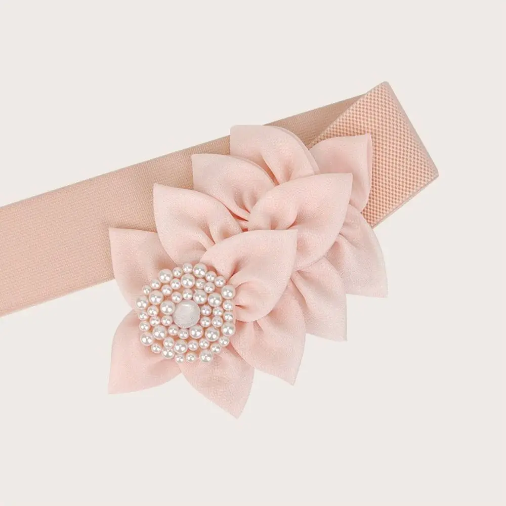 Flower Decoration Wide Waist Belt Dress Coat Suit Decorative Waistband Women Stretch Waistband
