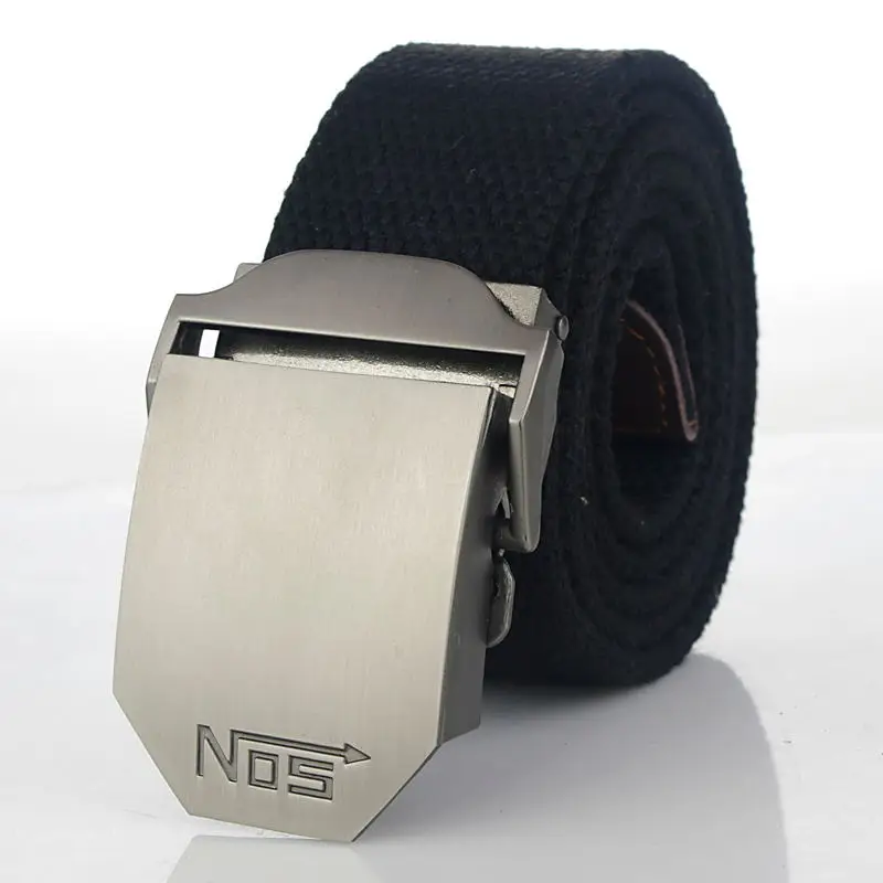 Fashion Men Canvas Belt Luxury Metal Buckle Jeans Belts for Men Waistband Army Military Tactical Belts Male Strap Black