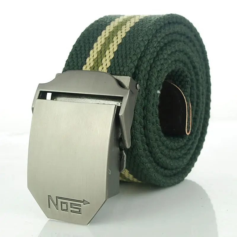Fashion Men Canvas Belt Luxury Metal Buckle Jeans Belts for Men Waistband Army Military Tactical Belts Male Strap Black