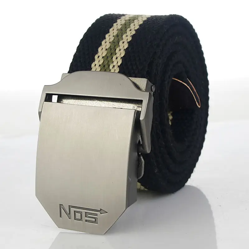 Fashion Men Canvas Belt Luxury Metal Buckle Jeans Belts for Men Waistband Army Military Tactical Belts Male Strap Black