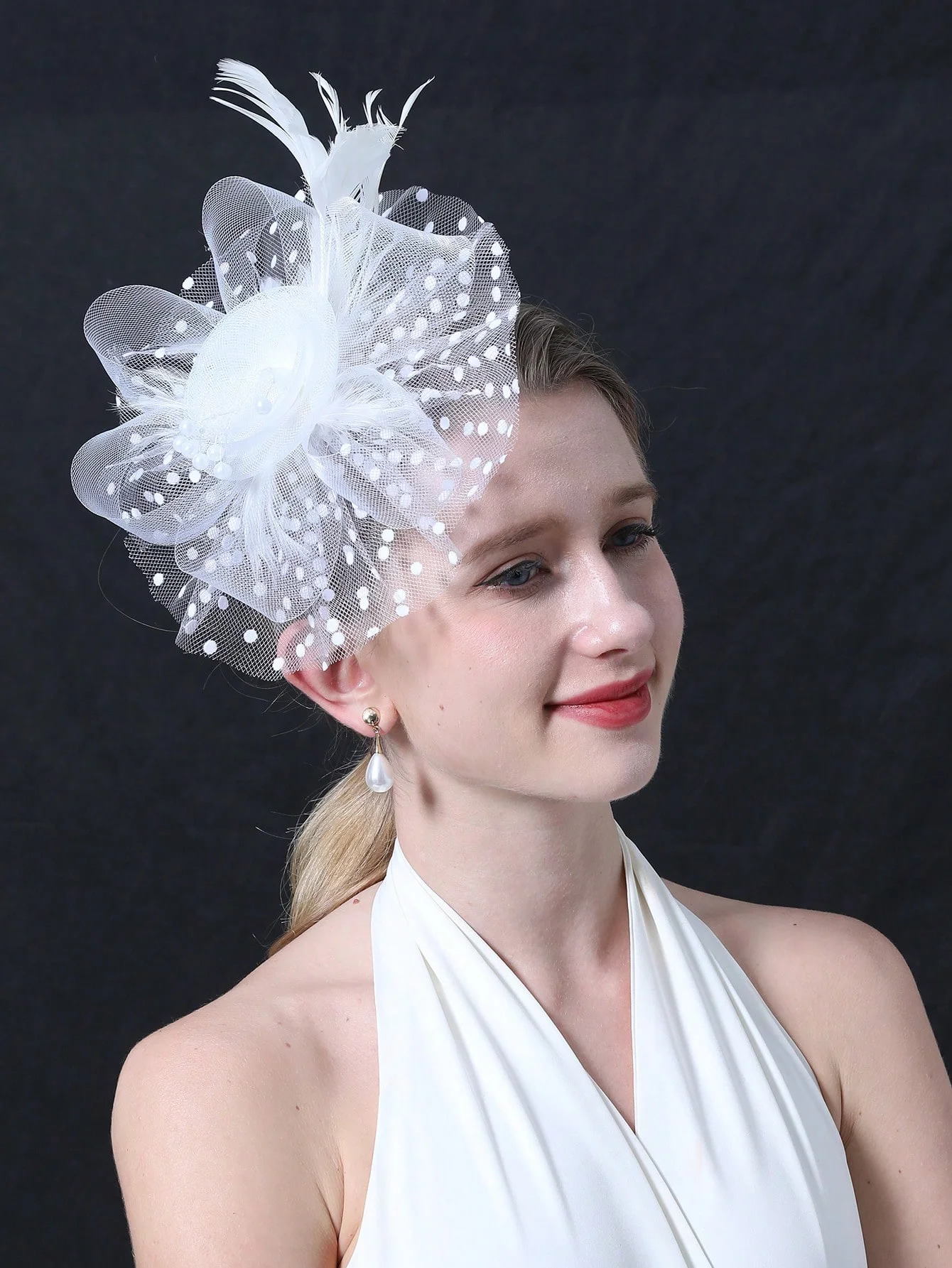1PCS Fascinators Hat Flower Mesh Ribbons Feathers On A Headband And A Clip Tea Party Headwear For Girls And Women