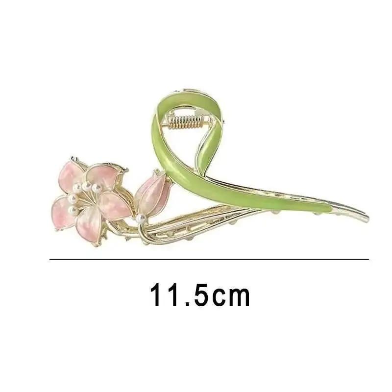Vintage Pearl Metal Lily Wer Grab Claw Ladies Elegant Ponytail Clip Hairpin Headwear Girls Fashion Hair Accessories