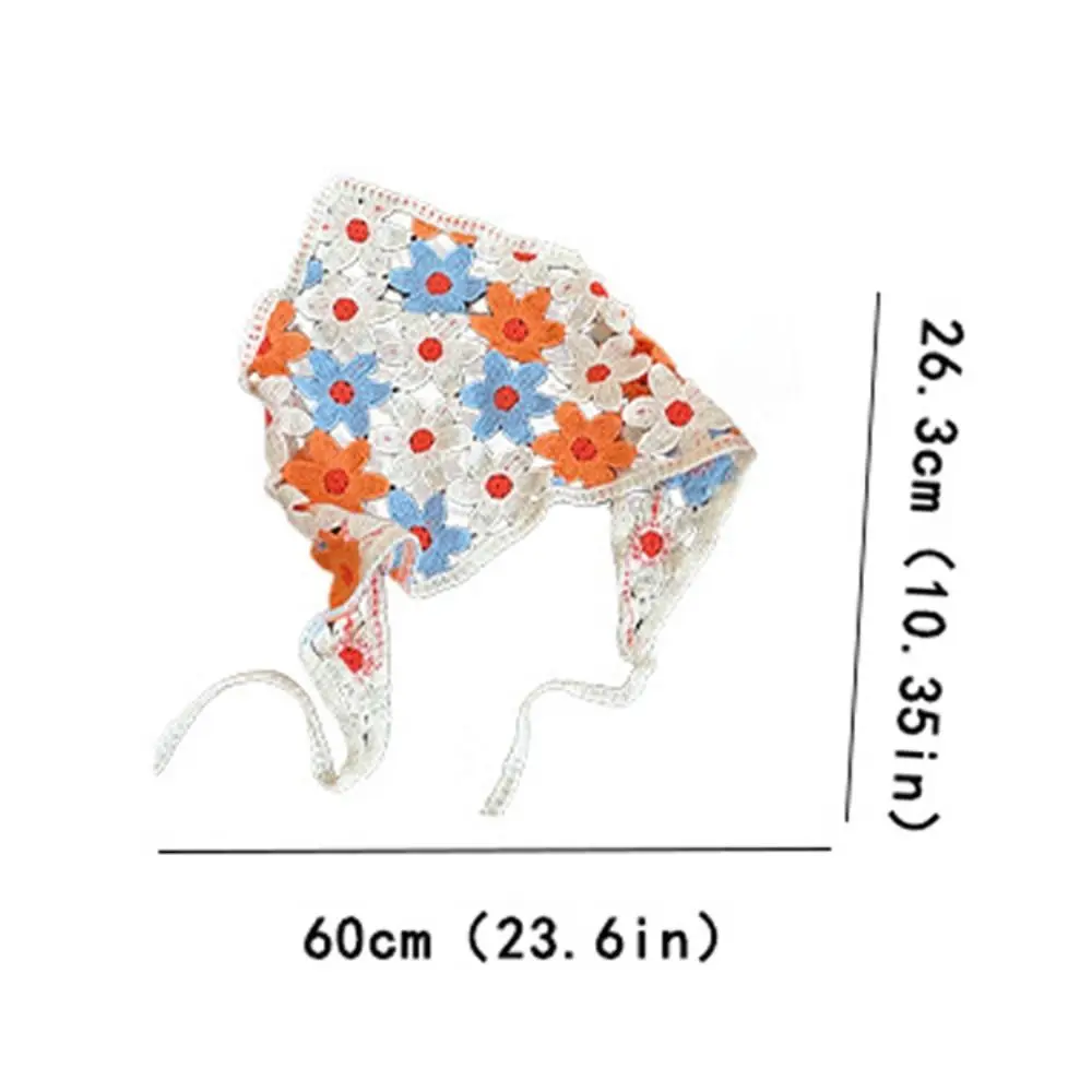 Creative Multicolor Knitting Flower Headband Little Daisy French Crochet Triangle Headscarf Spring Outing Pastoral Style Scarf
