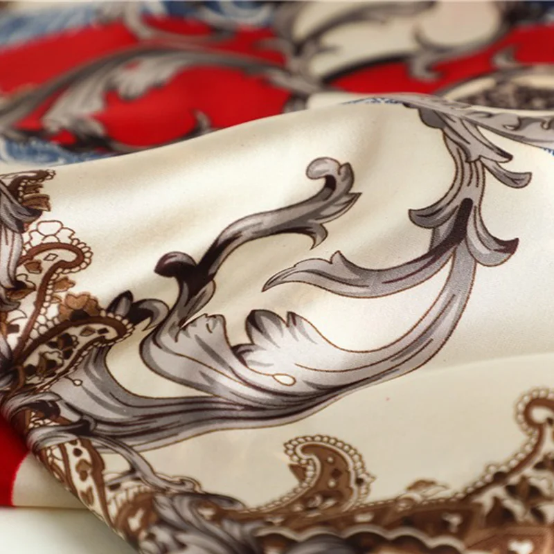 90*90CM Woman Handkerchief for Head Silk Head Scarf Foulard En Satin Neckerchief Luxury Silk Purse Scarf SJ02