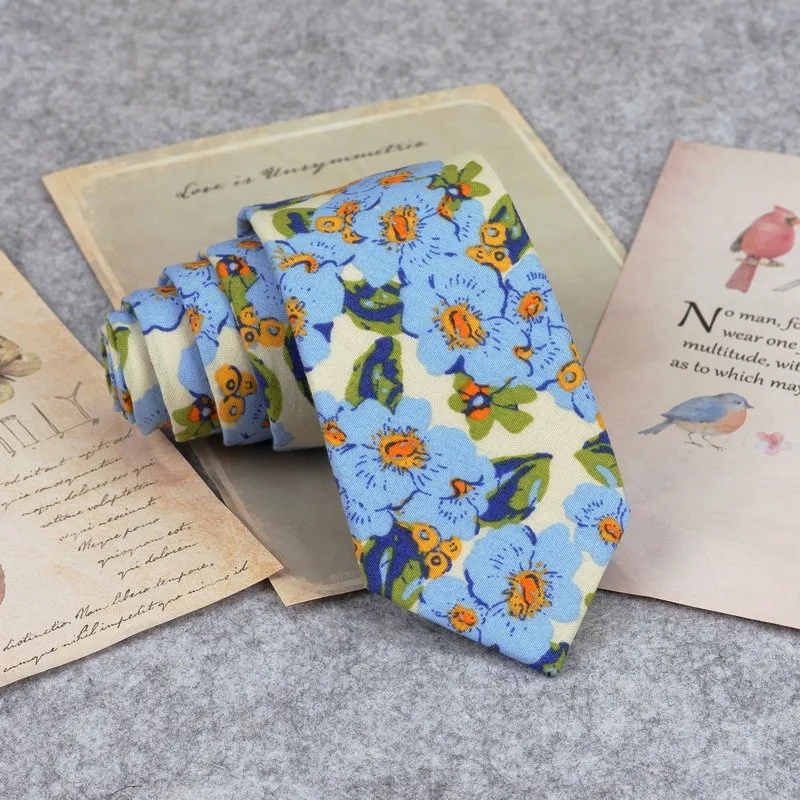 Floral New Cotton Neck Tie Beautiful Mens 6cm Dress Wedding Accessories Party Tuxedo Shirt Tie Gift Fashion Male Necktie Cravat