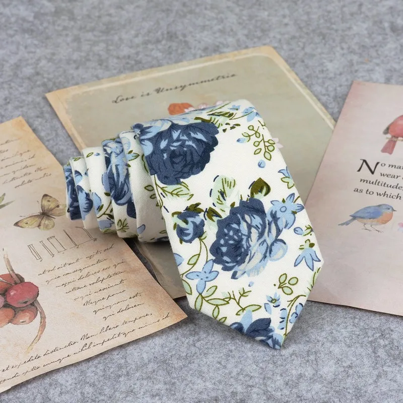 Floral New Cotton Neck Tie Beautiful Mens 6cm Dress Wedding Accessories Party Tuxedo Shirt Tie Gift Fashion Male Necktie Cravat
