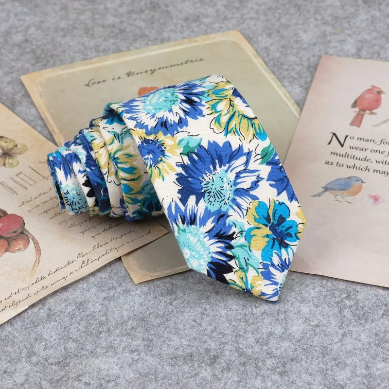 Floral New Cotton Neck Tie Beautiful Mens 6cm Dress Wedding Accessories Party Tuxedo Shirt Tie Gift Fashion Male Necktie Cravat