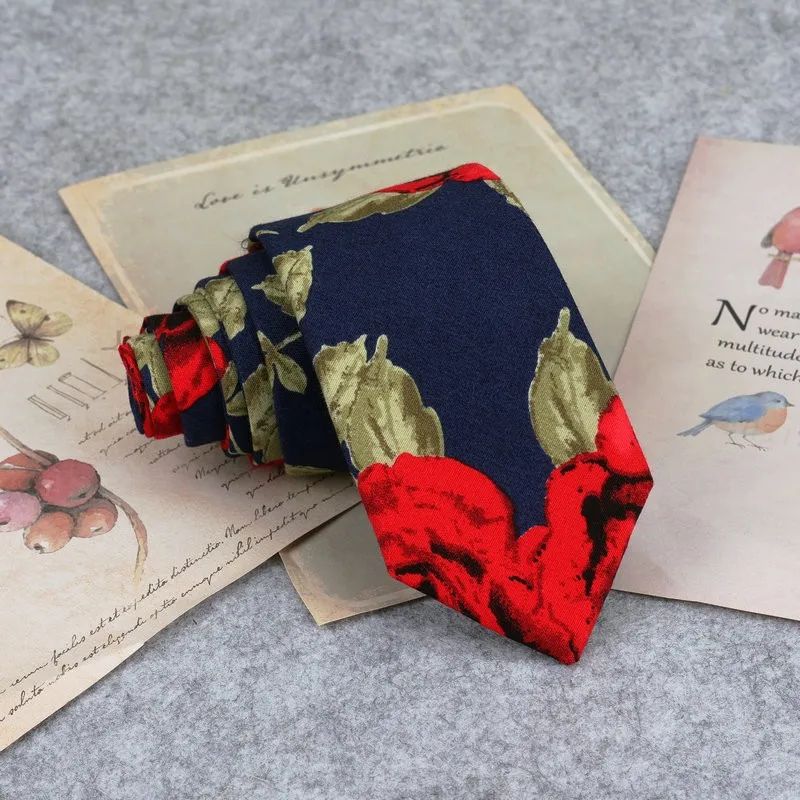 Floral New Cotton Neck Tie Beautiful Mens 6cm Dress Wedding Accessories Party Tuxedo Shirt Tie Gift Fashion Male Necktie Cravat