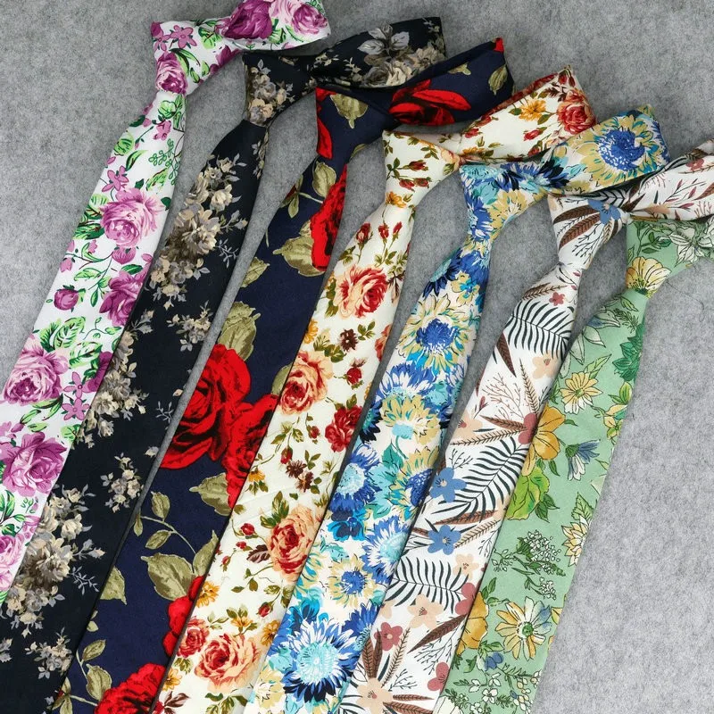 Floral New Cotton Neck Tie Beautiful Mens 6cm Dress Wedding Accessories Party Tuxedo Shirt Tie Gift Fashion Male Necktie Cravat