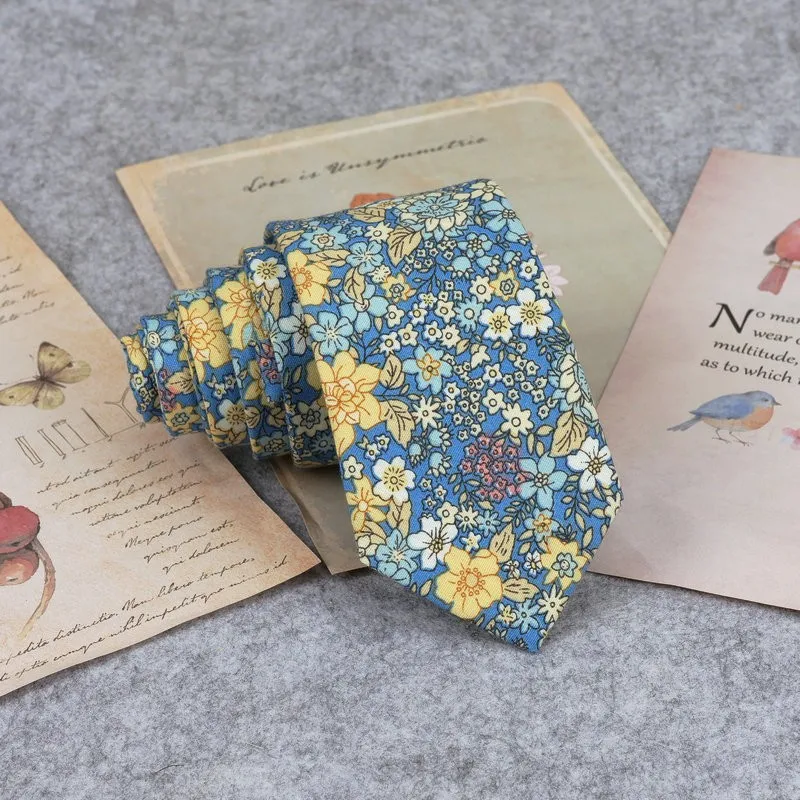 Floral New Cotton Neck Tie Beautiful Mens 6cm Dress Wedding Accessories Party Tuxedo Shirt Tie Gift Fashion Male Necktie Cravat