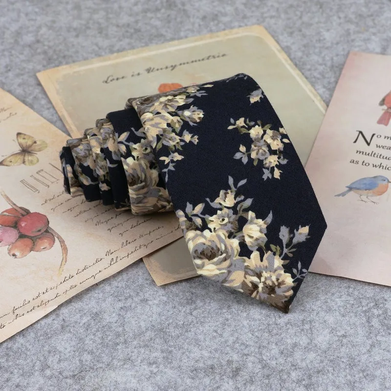 Floral New Cotton Neck Tie Beautiful Mens 6cm Dress Wedding Accessories Party Tuxedo Shirt Tie Gift Fashion Male Necktie Cravat