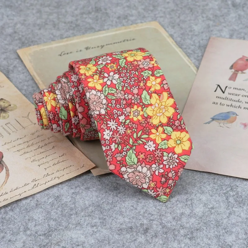 Floral New Cotton Neck Tie Beautiful Mens 6cm Dress Wedding Accessories Party Tuxedo Shirt Tie Gift Fashion Male Necktie Cravat