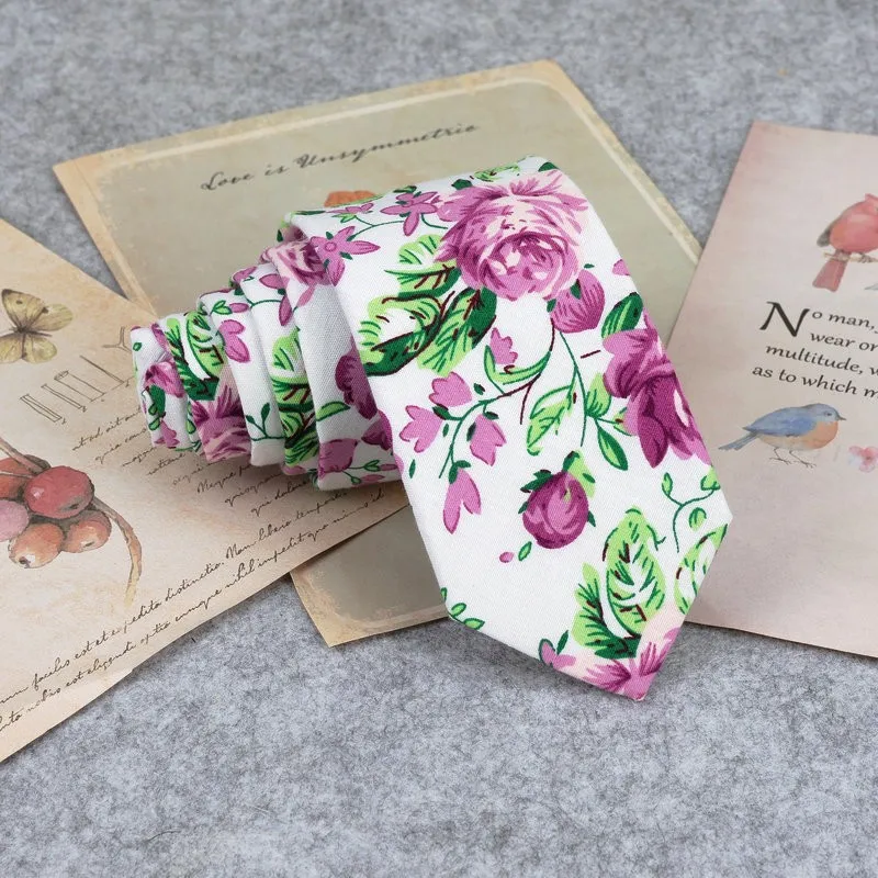 Floral New Cotton Neck Tie Beautiful Mens 6cm Dress Wedding Accessories Party Tuxedo Shirt Tie Gift Fashion Male Necktie Cravat