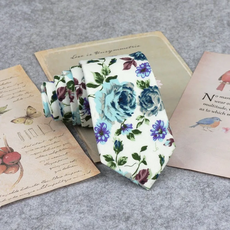 Floral New Cotton Neck Tie Beautiful Mens 6cm Dress Wedding Accessories Party Tuxedo Shirt Tie Gift Fashion Male Necktie Cravat