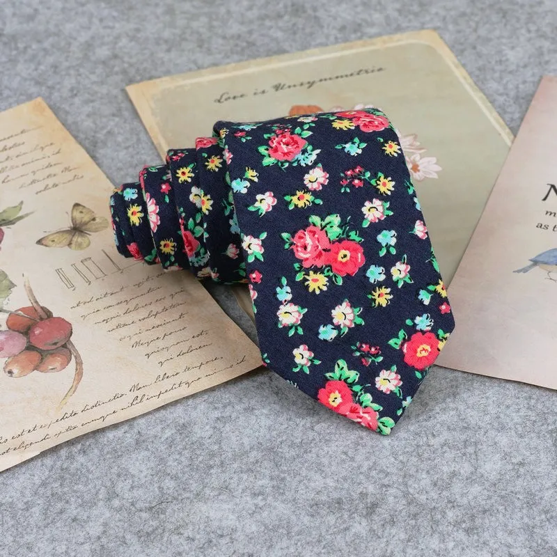 Floral New Cotton Neck Tie Beautiful Mens 6cm Dress Wedding Accessories Party Tuxedo Shirt Tie Gift Fashion Male Necktie Cravat
