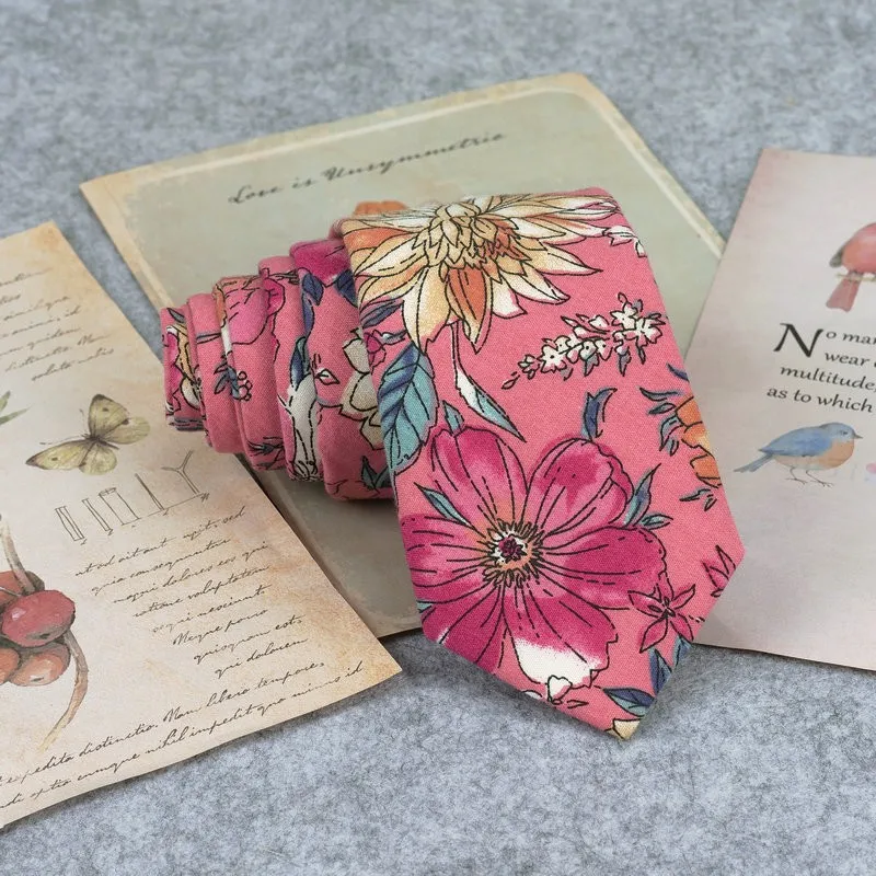 Floral New Cotton Neck Tie Beautiful Mens 6cm Dress Wedding Accessories Party Tuxedo Shirt Tie Gift Fashion Male Necktie Cravat