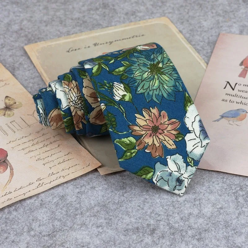 Floral New Cotton Neck Tie Beautiful Mens 6cm Dress Wedding Accessories Party Tuxedo Shirt Tie Gift Fashion Male Necktie Cravat