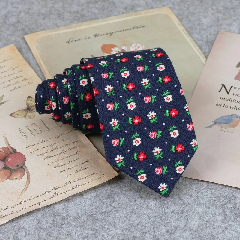 Floral New Cotton Neck Tie Beautiful Mens 6cm Dress Wedding Accessories Party Tuxedo Shirt Tie Gift Fashion Male Necktie Cravat