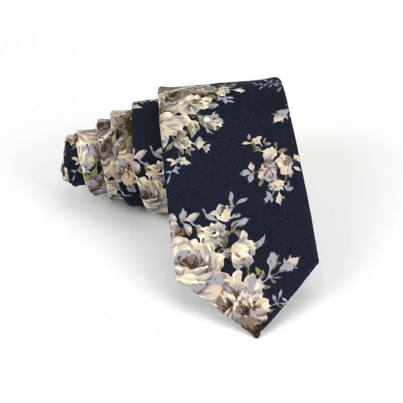 Floral New Cotton Neck Tie Beautiful Mens 6cm Dress Wedding Accessories Party Tuxedo Shirt Tie Gift Fashion Male Necktie Cravat