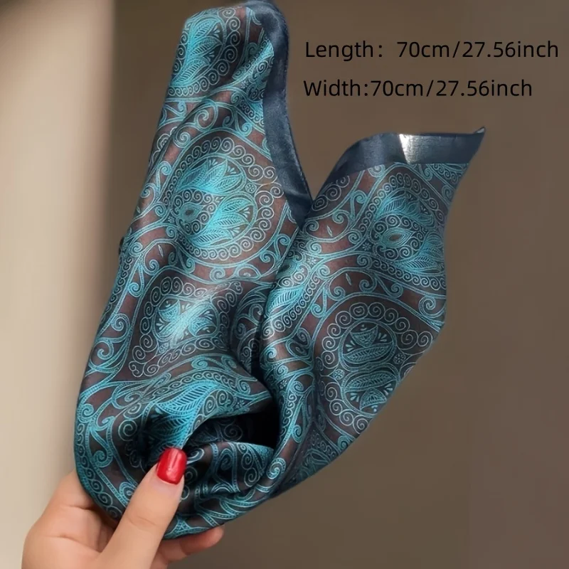 Luxury Brand Paisley Houndstooth Printed Square Scarf Soft Satin Thin Smooth Neck Scarf Sunscreen Headscarf For Women Head Wrap