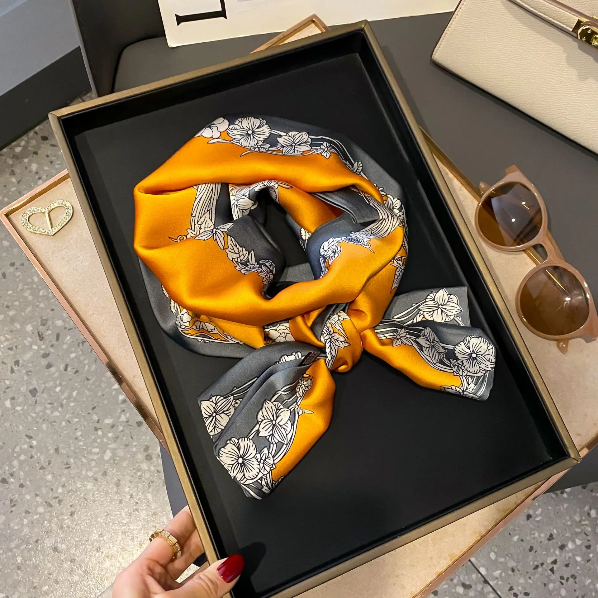 Shirt Decoration Sunscreen Silk Scarfs Female Hair Band Skinny Scarf NeckTies Women Bag Long Scarves Neckerchief Foulard Lady