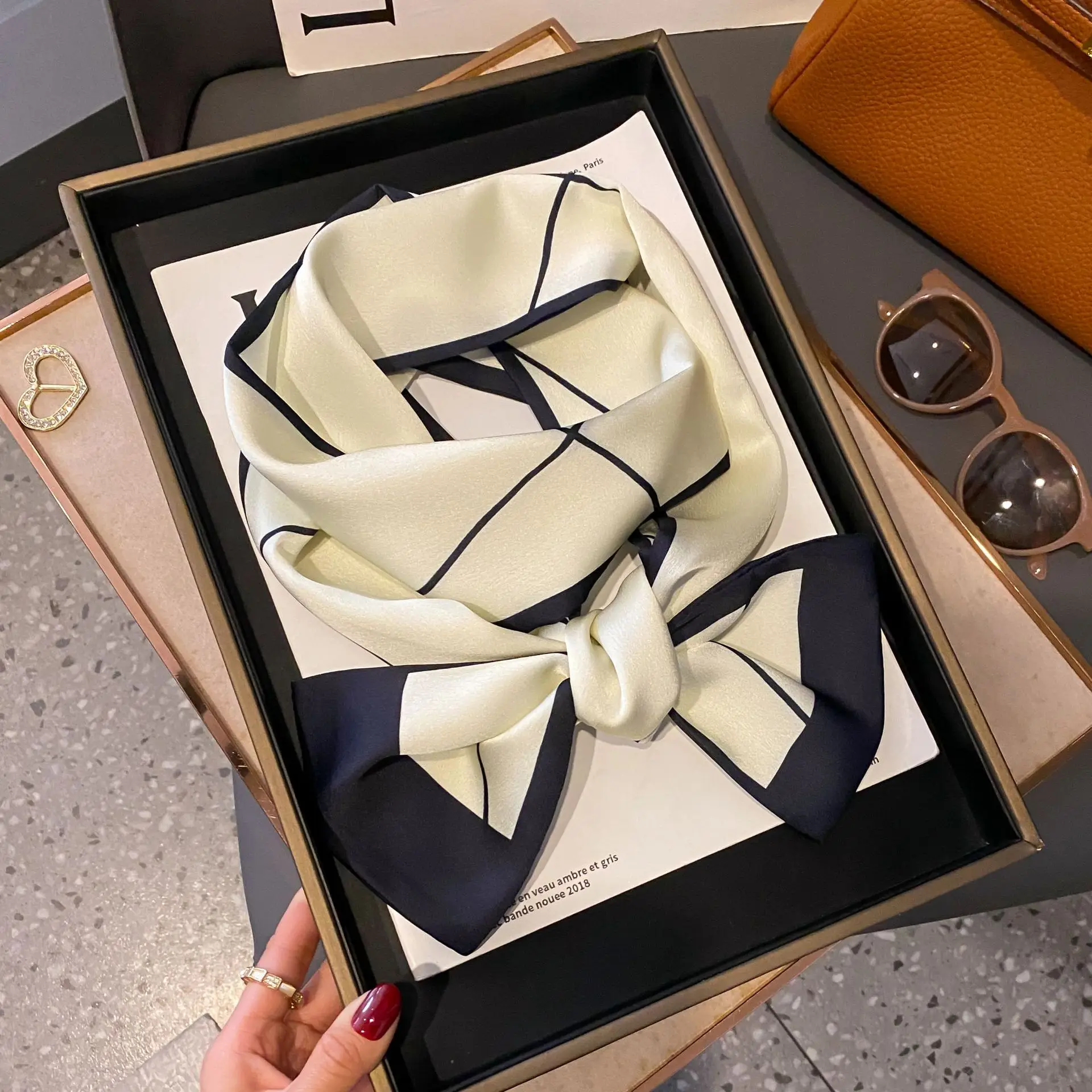 Shirt Decoration Sunscreen Silk Scarfs Female Hair Band Skinny Scarf NeckTies Women Bag Long Scarves Neckerchief Foulard Lady