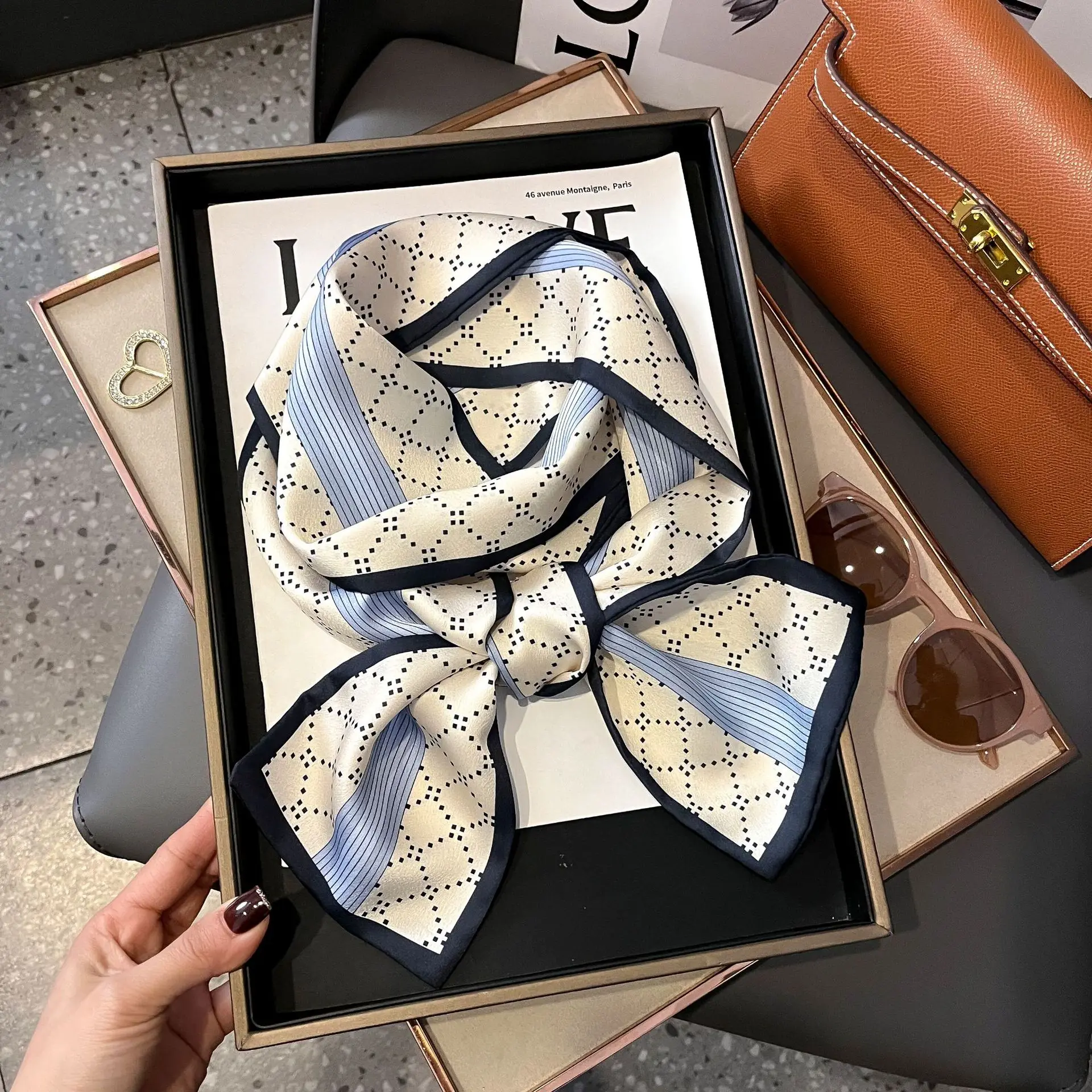 Shirt Decoration Sunscreen Silk Scarfs Female Hair Band Skinny Scarf NeckTies Women Bag Long Scarves Neckerchief Foulard Lady