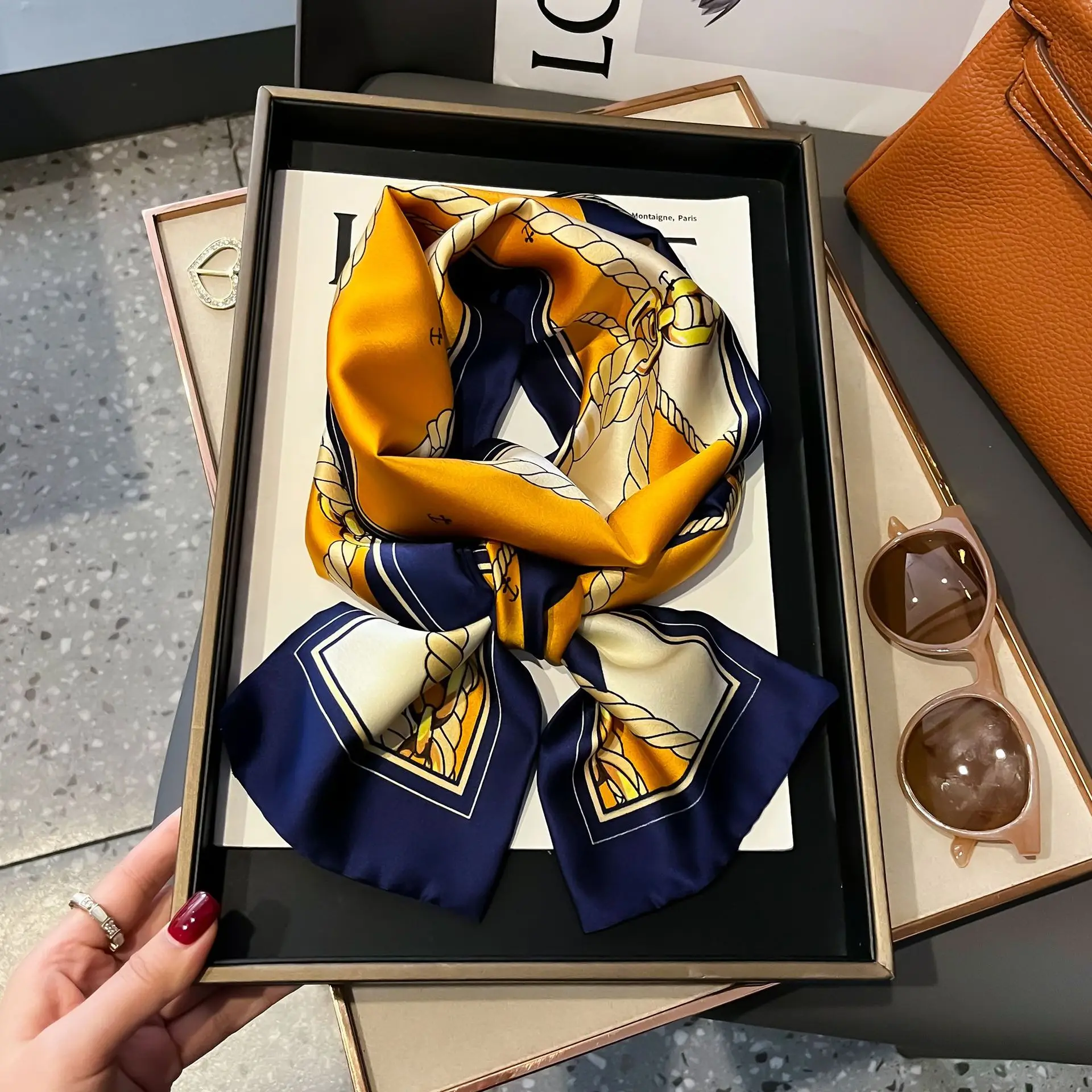 Shirt Decoration Sunscreen Silk Scarfs Female Hair Band Skinny Scarf NeckTies Women Bag Long Scarves Neckerchief Foulard Lady